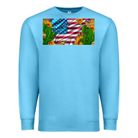 Ocean Blue usa flag and cactus and sunflowers with leopard and wood license  plat Premium Sweatshirt - Artiststas