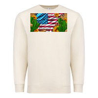 Sandshell usa flag and cactus and sunflowers with leopard and wood license  plat Premium Sweatshirt - Artiststas