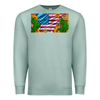Seafoam usa flag and cactus and sunflowers with leopard and wood license  plat Premium Sweatshirt - Artiststas