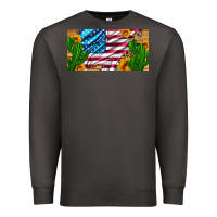 Smoke usa flag and cactus and sunflowers with leopard and wood license  plat Premium Sweatshirt - Artiststas