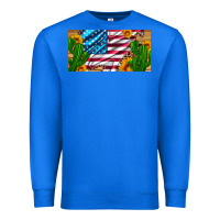 True Royal usa flag and cactus and sunflowers with leopard and wood license  plat Premium Sweatshirt - Artiststas