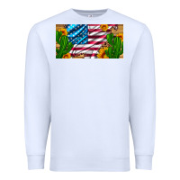 White usa flag and cactus and sunflowers with leopard and wood license  plat Premium Sweatshirt - Artiststas