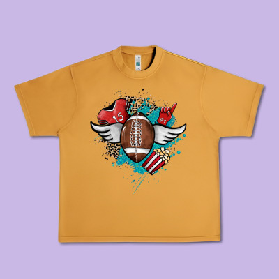 Football Ball Leopard Glitter Urban Heavy Tee Designed By Howdyjamesfarm