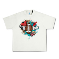Pistachio Football ball leopard glitter Urban Heavy Tee - HowdyJamesFarm