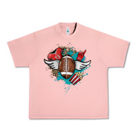 Salmon Football ball leopard glitter Urban Heavy Tee - HowdyJamesFarm