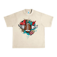 Sandshell Football ball leopard glitter Urban Heavy Tee - HowdyJamesFarm
