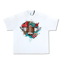 White Football ball leopard glitter Urban Heavy Tee - HowdyJamesFarm