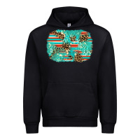 Black leopard turquoise glitter background Urban Hoodie - AdoDesignShop