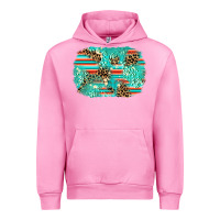 Fuchsia Pink leopard turquoise glitter background Urban Hoodie - AdoDesignShop