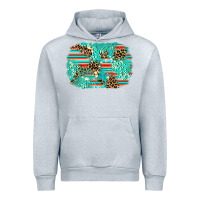 Heather Grey leopard turquoise glitter background Urban Hoodie - AdoDesignShop