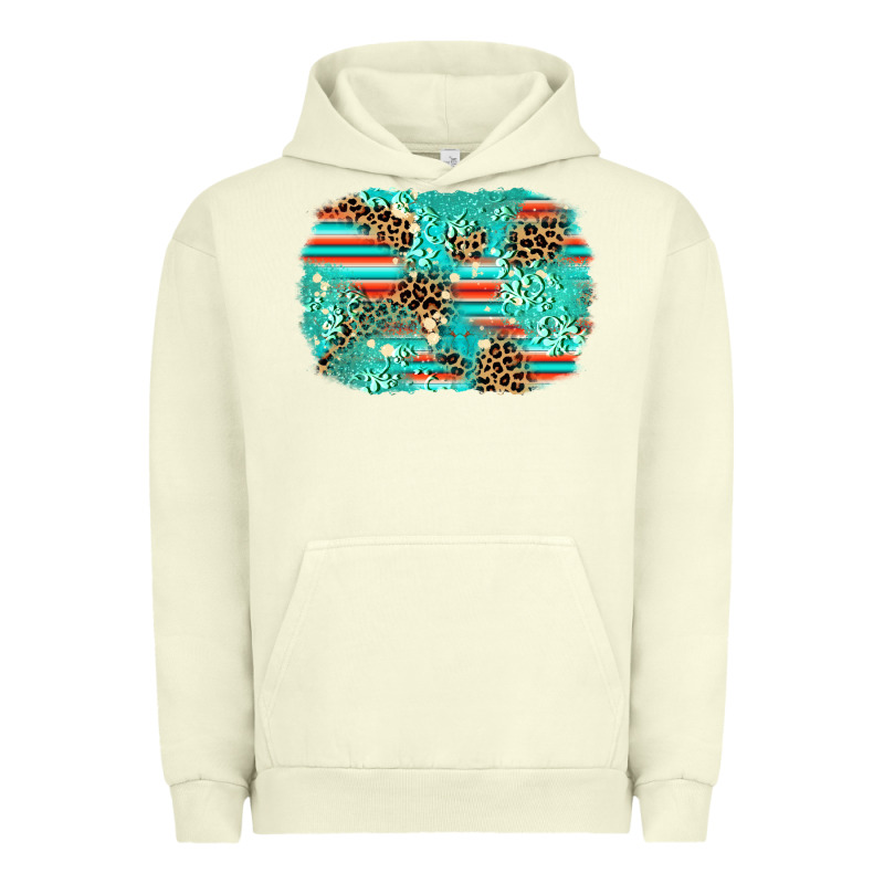 Leopard Turquoise Glitter Background Urban Hoodie by AdoDesignShop | Teevron