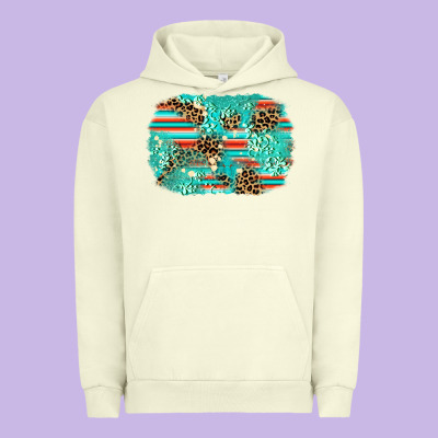 Leopard Turquoise Glitter Background Urban Hoodie Designed By Adodesignshop