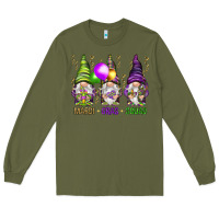 Army Green Mardi Gras squad with gnomies Long Sleeve Tee - HowdyJamesFarm