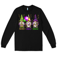 Black Mardi Gras squad with gnomies Long Sleeve Tee - HowdyJamesFarm