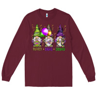 Burgundy Mardi Gras squad with gnomies Long Sleeve Tee - HowdyJamesFarm