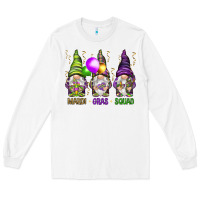 White Mardi Gras squad with gnomies Long Sleeve Tee - HowdyJamesFarm