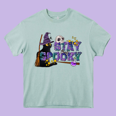 Stay Spooky With Black Cat Heavy Core Tee Designed By Lillyallendesigns