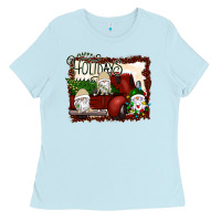 Baby Blue happy holidays gnomes Christmas Truck Ladies Tee - Bettercallsaul