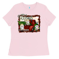 Bubblegum Pink happy holidays gnomes Christmas Truck Ladies Tee - Bettercallsaul