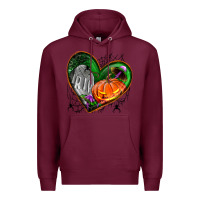 Burgundy halloween heart with pumpkin Premium Hoodie - BundleAndBundleShop