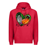 Cardinal halloween heart with pumpkin Premium Hoodie - BundleAndBundleShop