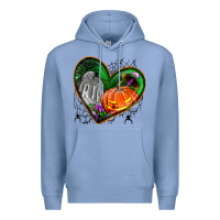 Colony Blue halloween heart with pumpkin Premium Hoodie - BundleAndBundleShop