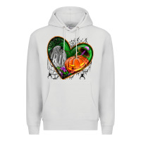Dove Grey halloween heart with pumpkin Premium Hoodie - BundleAndBundleShop