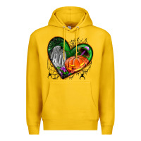 Lemon halloween heart with pumpkin Premium Hoodie - BundleAndBundleShop
