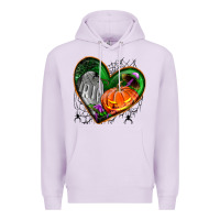 Lilac halloween heart with pumpkin Premium Hoodie - BundleAndBundleShop