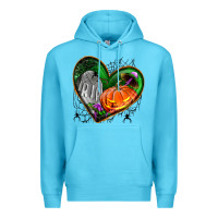 Ocean Blue halloween heart with pumpkin Premium Hoodie - BundleAndBundleShop