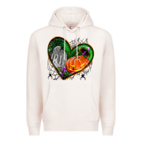 Pale Pink halloween heart with pumpkin Premium Hoodie - BundleAndBundleShop