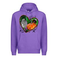 Purple halloween heart with pumpkin Premium Hoodie - BundleAndBundleShop