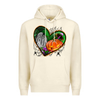Sandshell halloween heart with pumpkin Premium Hoodie - BundleAndBundleShop