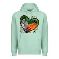 Seafoam halloween heart with pumpkin Premium Hoodie - BundleAndBundleShop