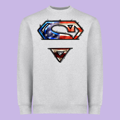 Super American Flag Logo Heavyweight Sweatshirt Designed By Lillyallendesigns