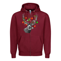 Burgundy Mule deer with Zipper Hoodie - LillyAllenDesigns