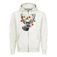 Oatmeal Heather Mule deer with Zipper Hoodie - LillyAllenDesigns