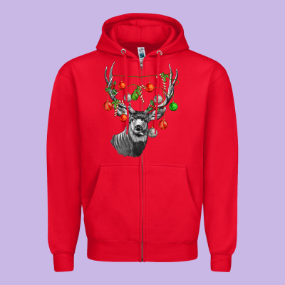 Mule Deer With Zipper Hoodie Designed By Lillyallendesigns