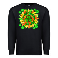 Black sunflower with st patricks smiley face and shamrock with glitter Premium Sweatshirt - Artiststas
