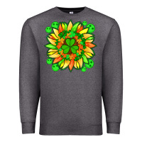 Charcoal Heather sunflower with st patricks smiley face and shamrock with glitter Premium Sweatshirt - Artiststas