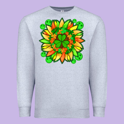 Sunflower With St Patricks Smiley Face And Shamrock With Glitter Premium Sweatshirt Designed By Artiststas
