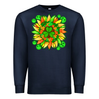 Navy sunflower with st patricks smiley face and shamrock with glitter Premium Sweatshirt - Artiststas