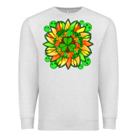 Oatmeal Heather sunflower with st patricks smiley face and shamrock with glitter Premium Sweatshirt - Artiststas
