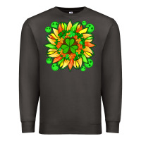 Smoke sunflower with st patricks smiley face and shamrock with glitter Premium Sweatshirt - Artiststas