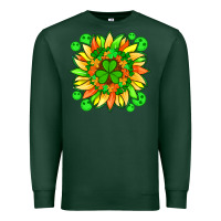 Sports Green sunflower with st patricks smiley face and shamrock with glitter Premium Sweatshirt - Artiststas