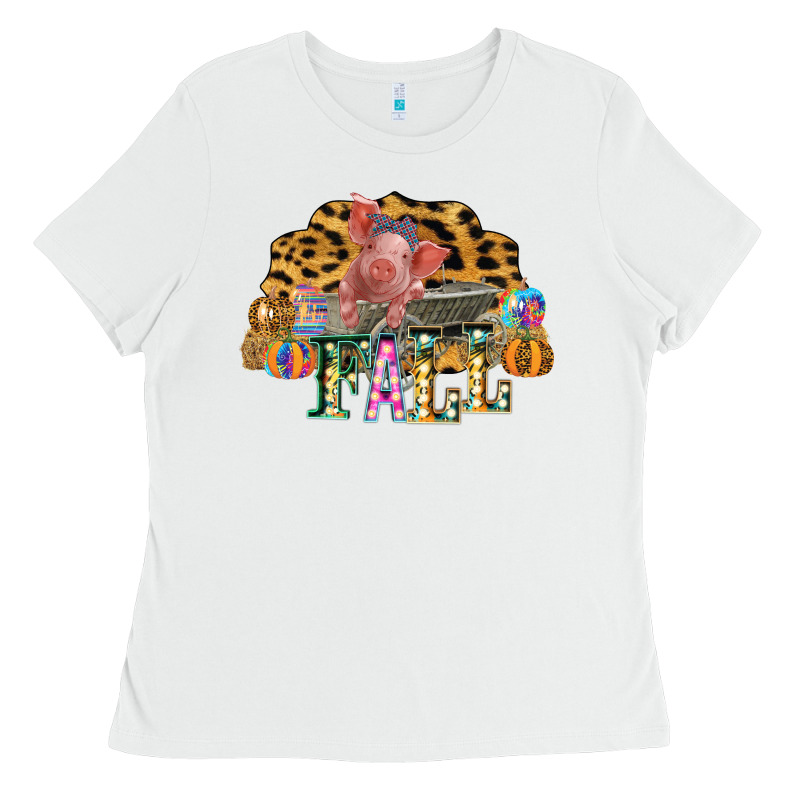 Fall Scene Pumpkin Watercolor Pig Wagon Serape Cheetah Ladies Tee by Bettercallsaul | Teevron