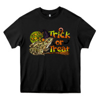 Black Trick Or Treat With Frog Heavy Core Tee - LillyAllenDesigns