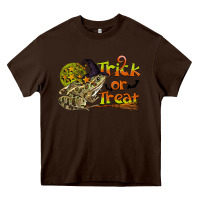 Chocolate Brown Trick Or Treat With Frog Heavy Core Tee - LillyAllenDesigns