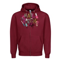 Burgundy Nail Tech Life Zipper Hoodie - LillyAllenDesigns