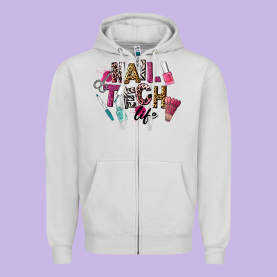 Nail Tech Life Zipper Hoodie Designed By Lillyallendesigns